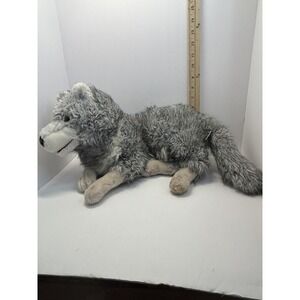 Cascade Gray Wolf Plush Puppet Stuffed Animal Toy Laying Pose Soft Fur 16" Long